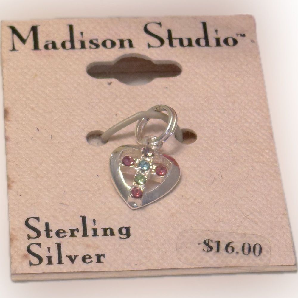 Still has the tags! Adorable Madison Studio Sterling Silver multicolored cross!